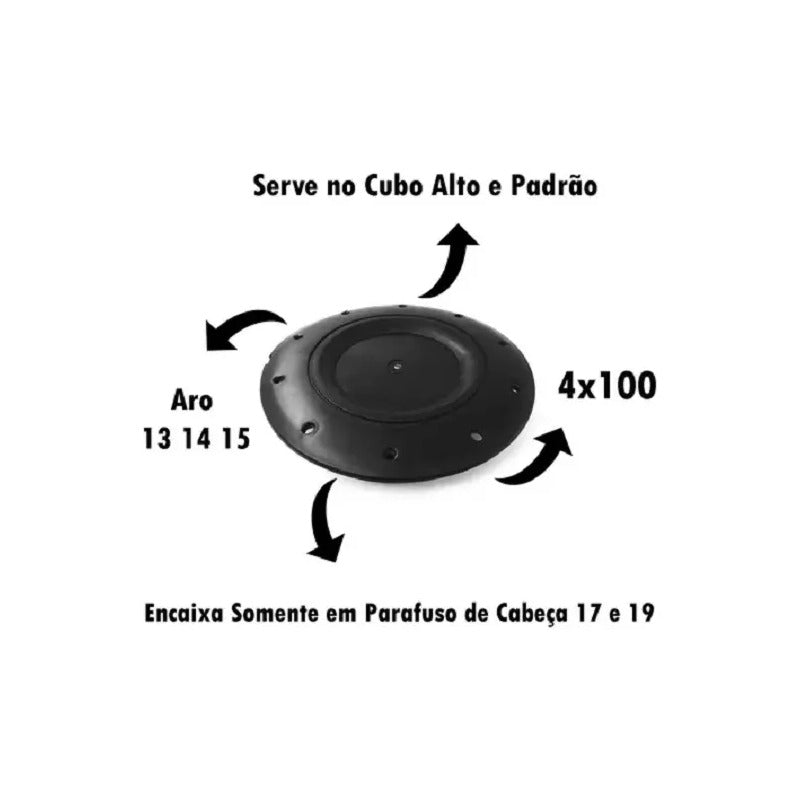 Juego Centro Rueda Fierro Gol Saveiro G1/g8 R13 14 15 4x100 Negro
