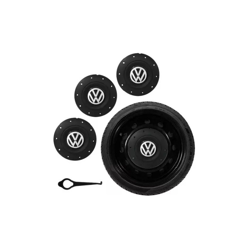 Juego Centro Rueda Fierro Gol Saveiro G1/g8 R13 14 15 4x100 Negro
