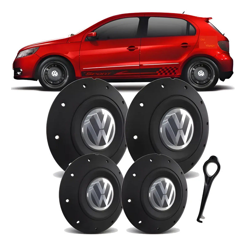 Juego Centro Rueda Fierro Gol Saveiro G1/g8 R13 14 15 4x100 Negro