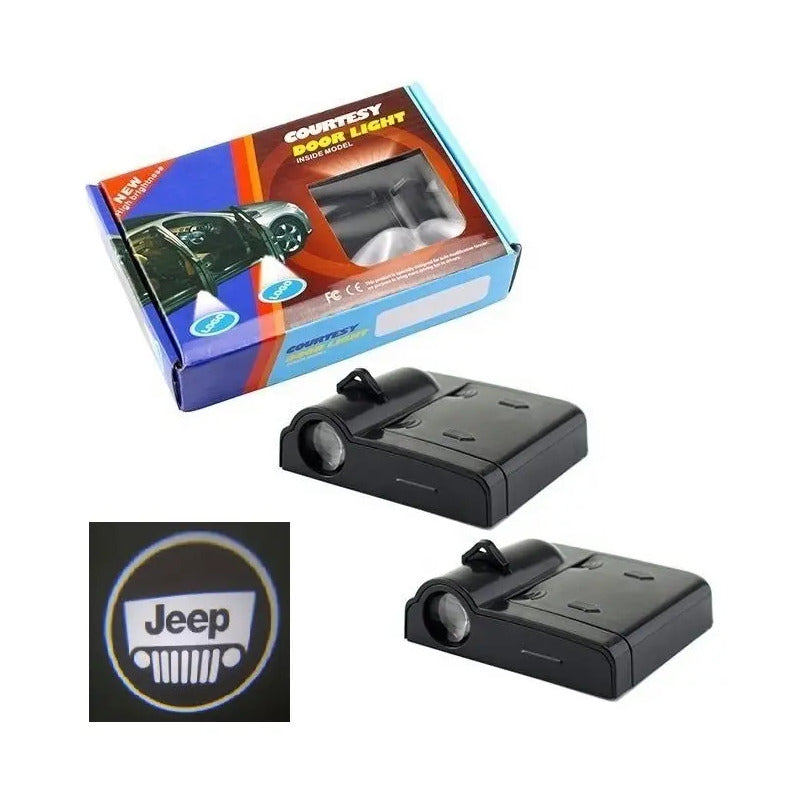 Luz De Cortesía Led Para Puertas Auto Jeep Pegado A La Puerta Negro 6500