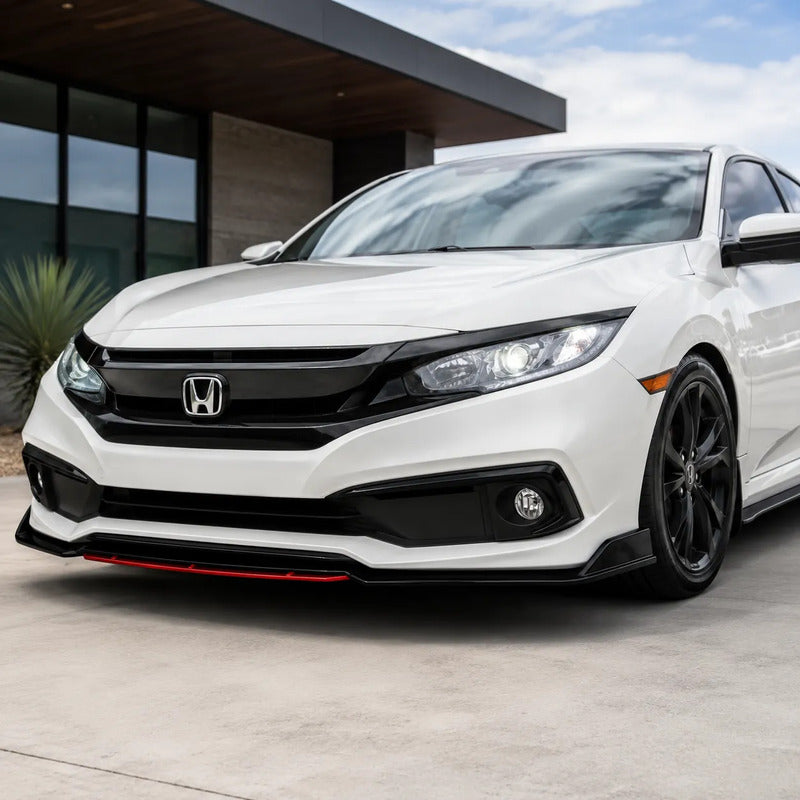 Lip Delantero Tuning Spoiler Paragolpe Honda Civic 2016/2021 Rojo