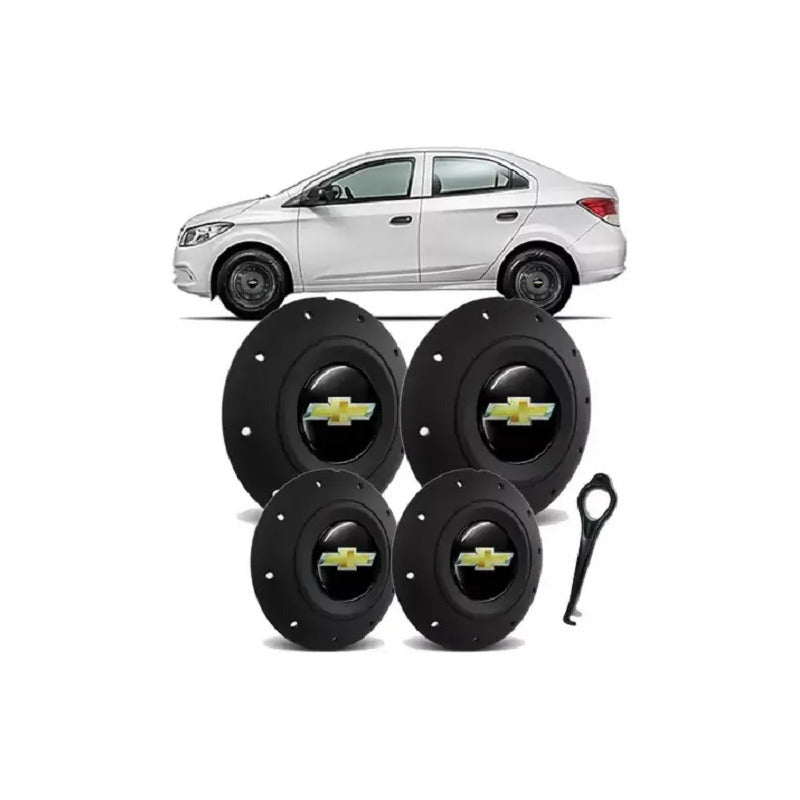 Juego Centro Rueda Fierro Celta Prisma Onix R13 14 15 4x100 Negro