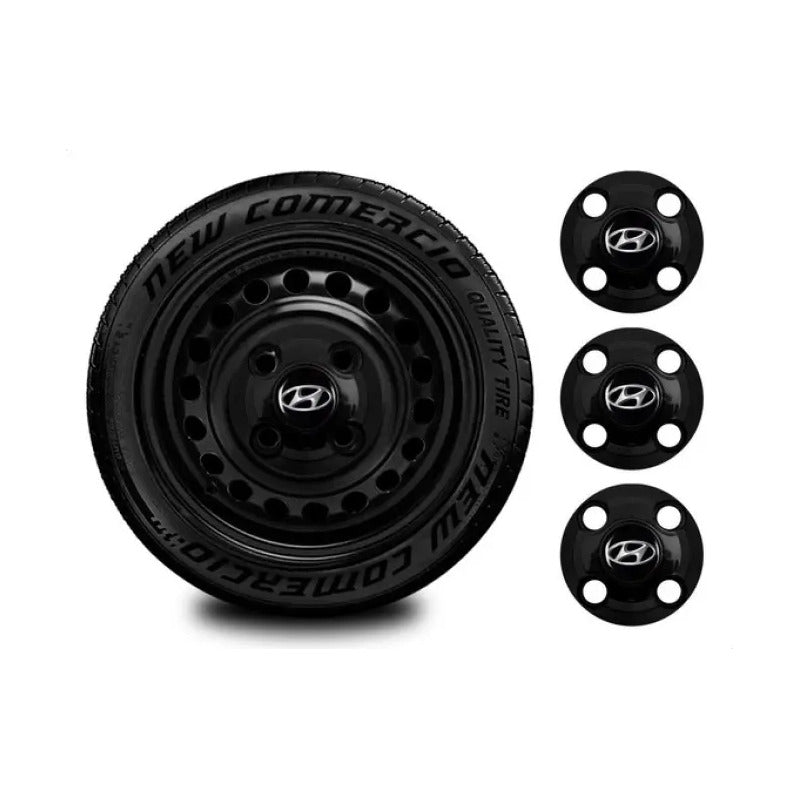 Juego Centro Rueda Fierro Hyundai Hb20 Accent R13 14 15 Negro
