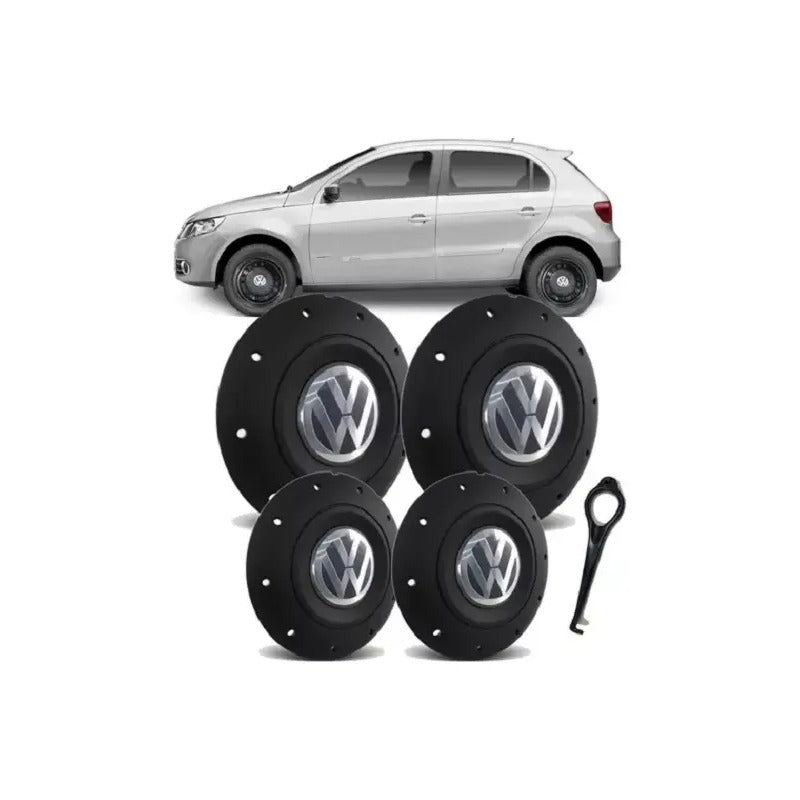 Juego Centro Rueda Fierro Gol Saveiro G1/g8 R13 14 15 4x100 Negro