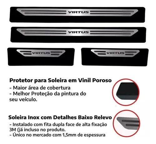 Cubre Zócalo Acero Inoxidable Vw Virtus 4 Puertas
