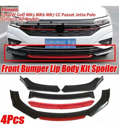 Spoiler Delantero Front Lip Negro y Rojo Universal