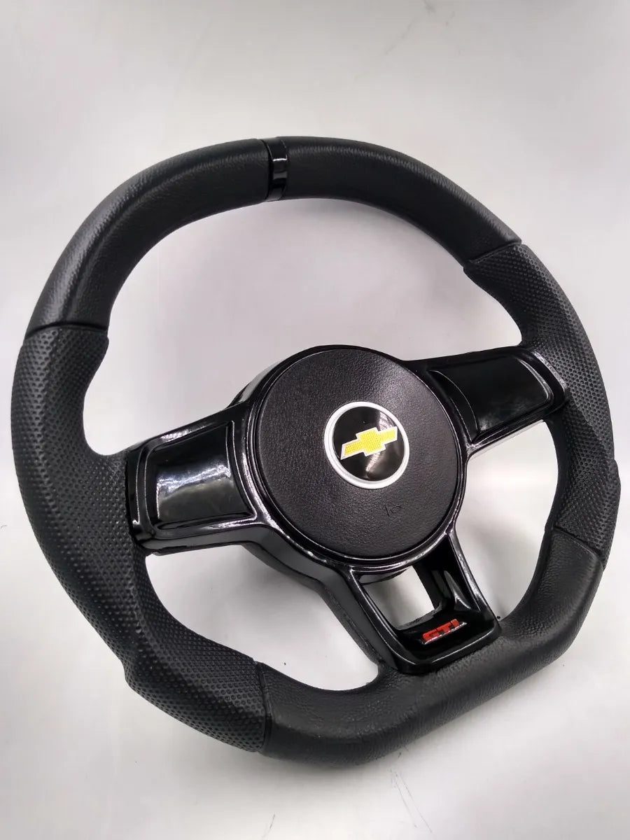 Volante Deportivo Evo Chevrolet Todos Negro Logo Dorado