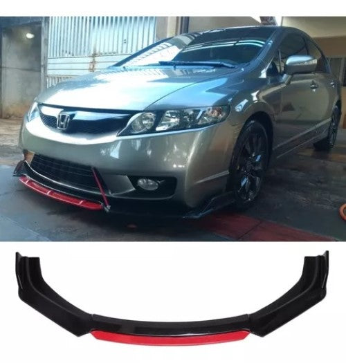 Spoiler Delantero Front Lip Negro y Rojo Universal