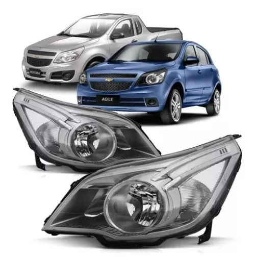 Par Faros Superiores Chevrolet Agile/Montana 2009/2021 Foco Doble