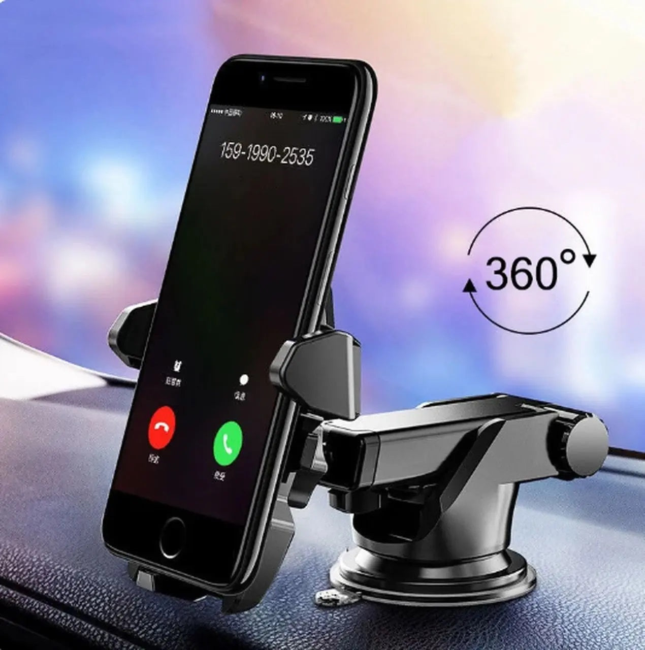 Soporte Celular Vehículo Giro 360 Grados Universal Negro