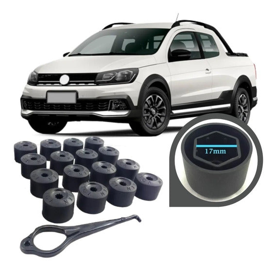 Juego X16 Tapa Tuerca 17mm Vw Gol Saveiro Parati 4 Agujeros