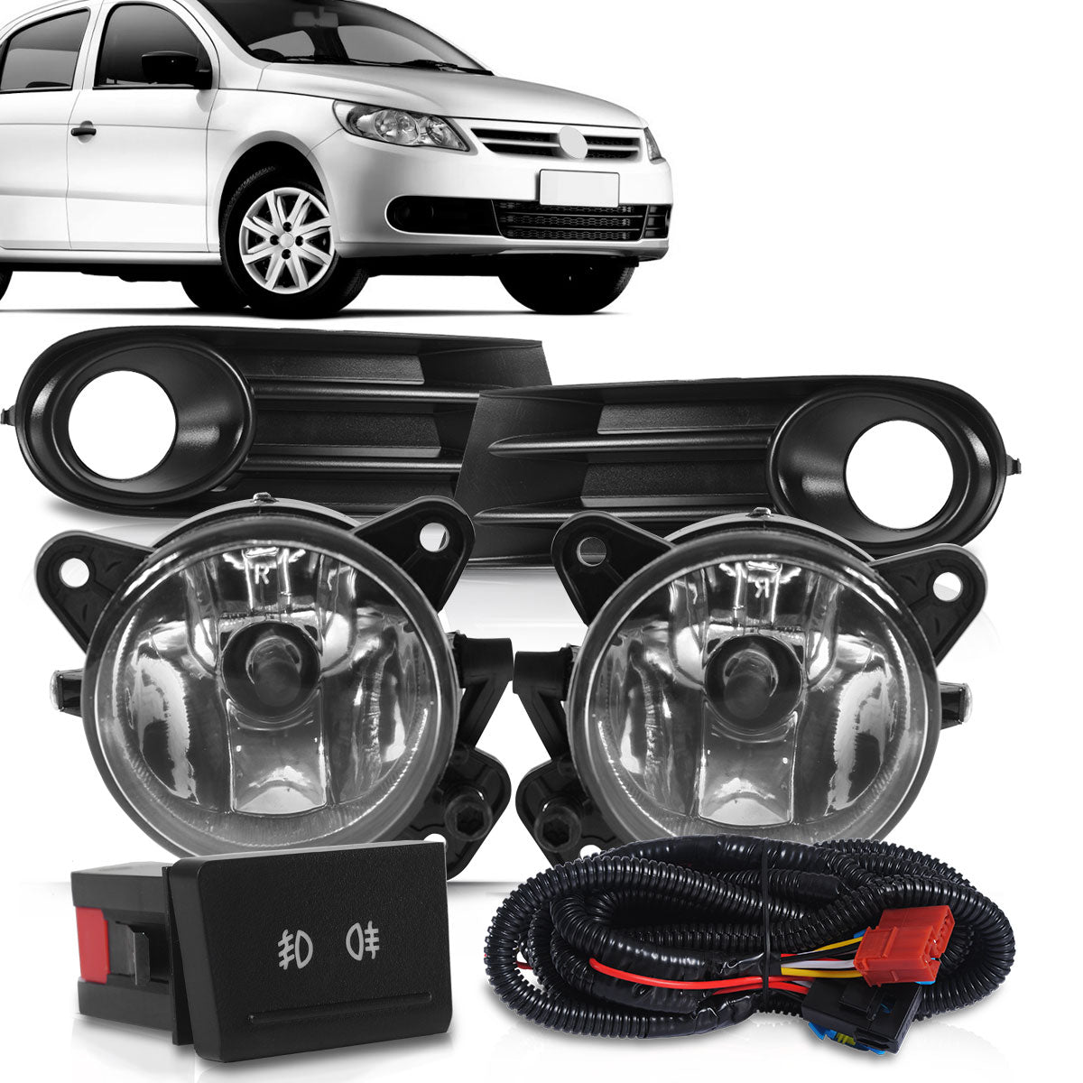 Kit Faros Camineros + Botón Modelo Original Gol Saveiro G5 2009/2012